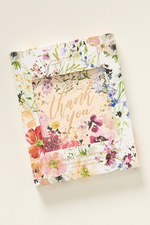 Slide View: 2: Bespoke Letterpress Watercolor Thank You Boxed Notecard Set