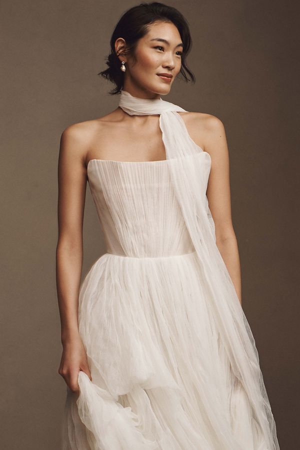 Slide View: 5: Watters Reko Strapless Corset Wedding Gown