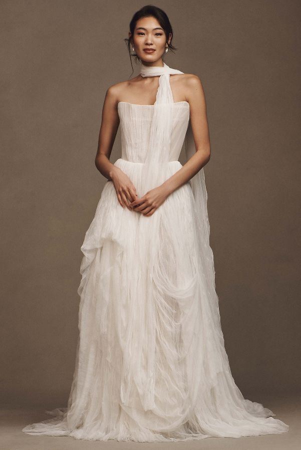 Slide View: 6: Watters Reko Strapless Corset Wedding Gown