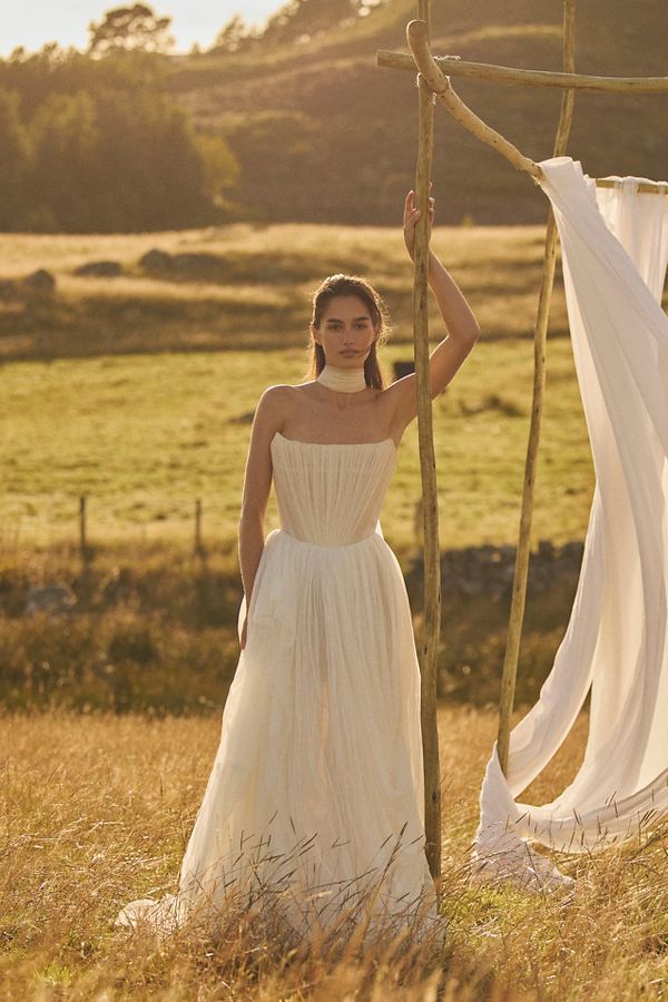 Slide View: 2: Watters Reko Strapless Corset Wedding Gown