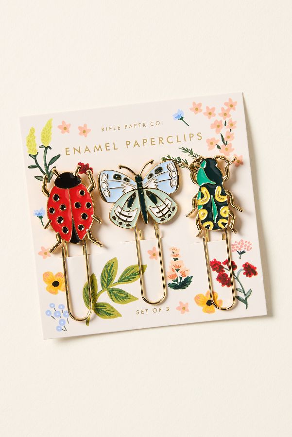 Slide View: 2: Rifle Paper Co. Curio Enamel Paper Clips, Set of 3