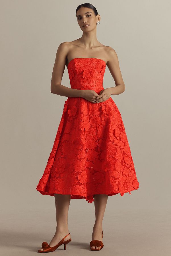 Slide View: 1: Helsi Florence Floral Appliqué Strapless Midi Dress