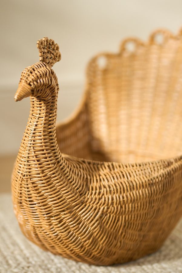 Slide View: 3: Ida Peacock Woven Wicker Basket