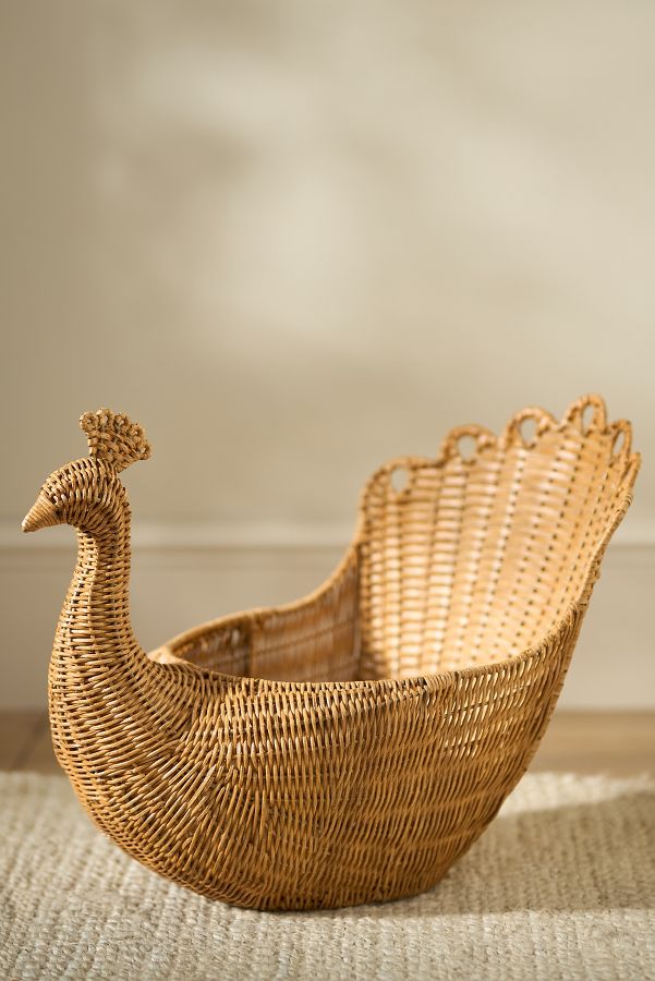 Slide View: 1: Ida Peacock Woven Wicker Basket