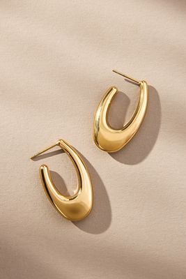 Thick Oblong Hoop Earrings