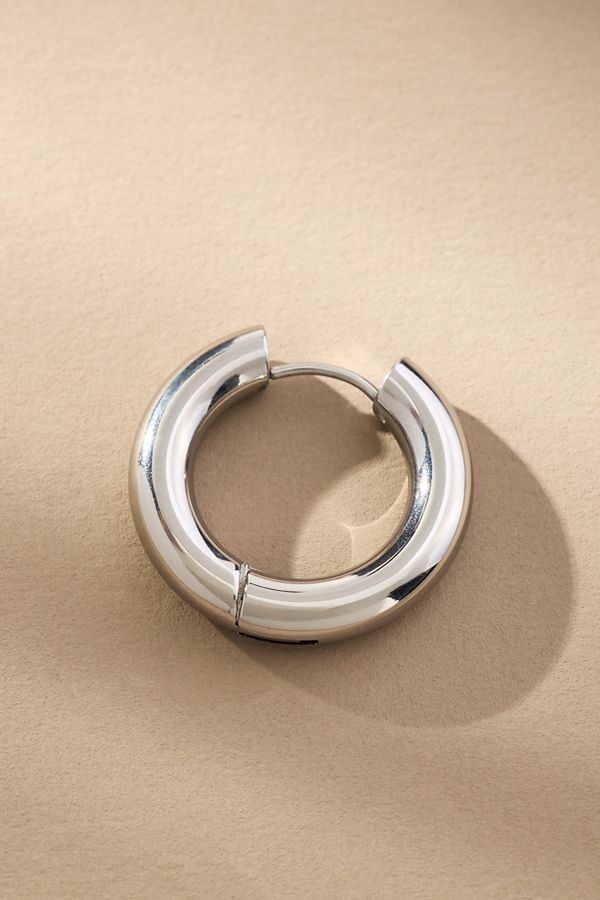 Slide View: 3: Puffy Hinged Huggie Hoop Earrings