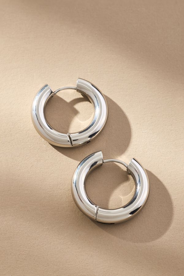 Slide View: 2: Puffy Hinged Huggie Hoop Earrings