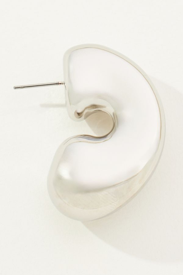 Slide View: 2: Thick C-Shape Hoop Earrings