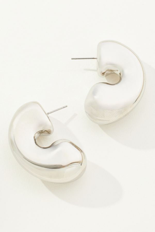 Slide View: 1: Thick C-Shape Hoop Earrings