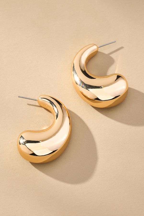 Slide View: 4: Thick Curved Bean Drop Earrings