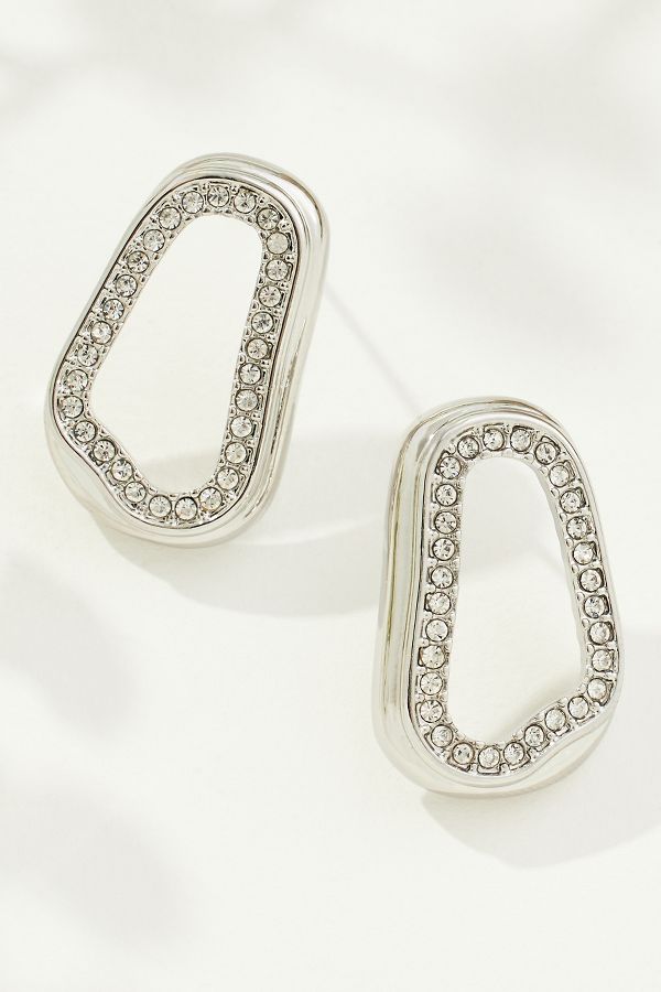 Slide View: 1: Pavé Abstract Post Earrings