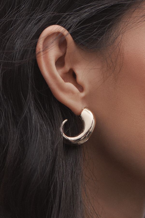 Slide View: 1: Bean Huggie Hoop Earrings