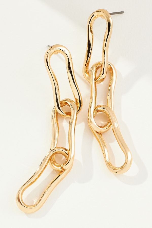 Slide View: 3: Wavy Linked Drop Earrings