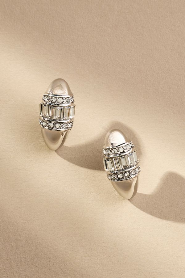 Slide View: 1: Crystal Oval Post Earrings