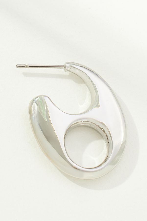 Slide View: 2: Round Cutout Huggie Hoop Earrings