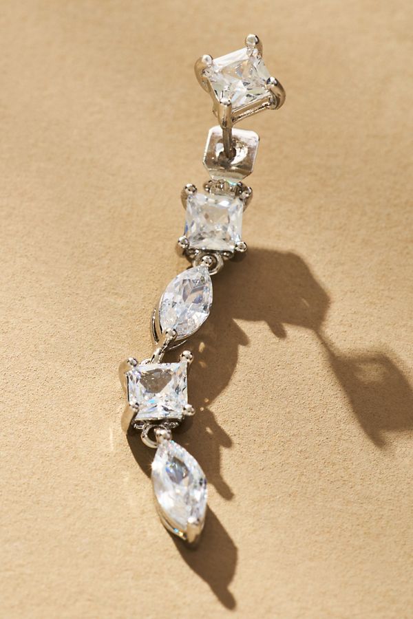 Slide View: 2: Anchored Crystal Front-Back Drop Earrings