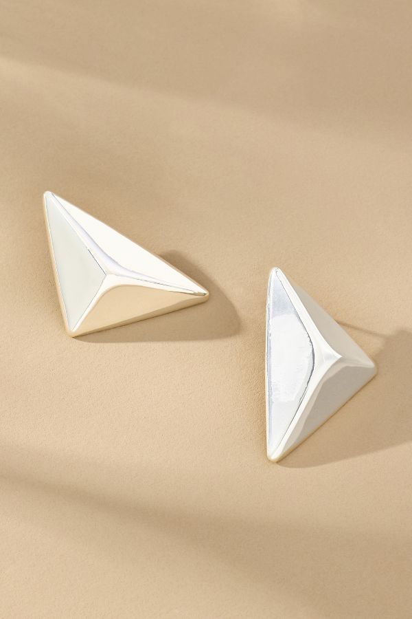 Slide View: 1: 3D Pyramid Post Earrings