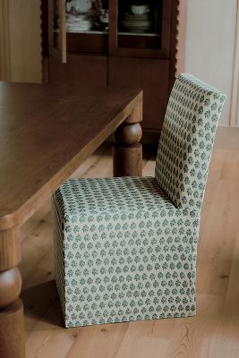 Savannah Block-Print Linen Slipcover Dining Chair