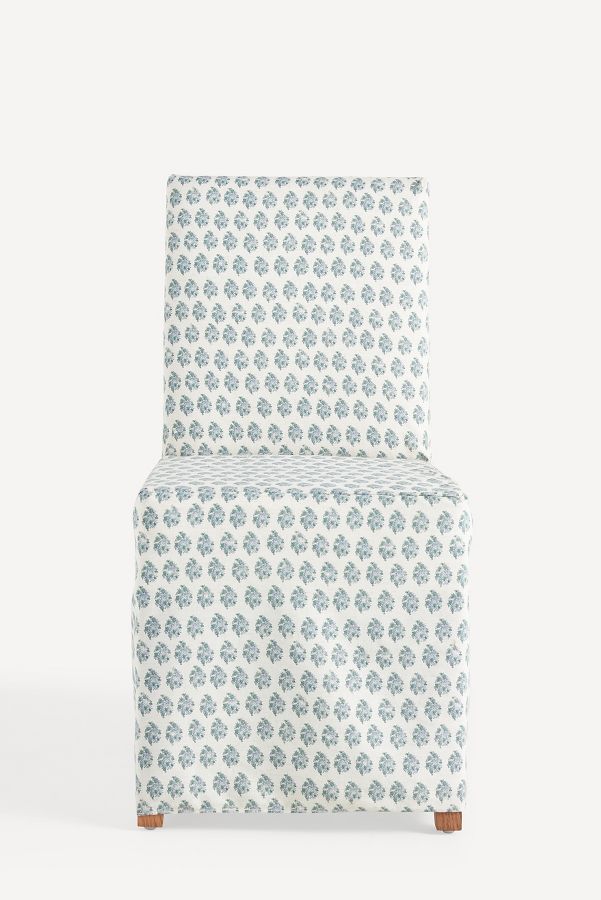 Slide View: 2: Savannah Block-Print Linen Slipcover Dining Chair