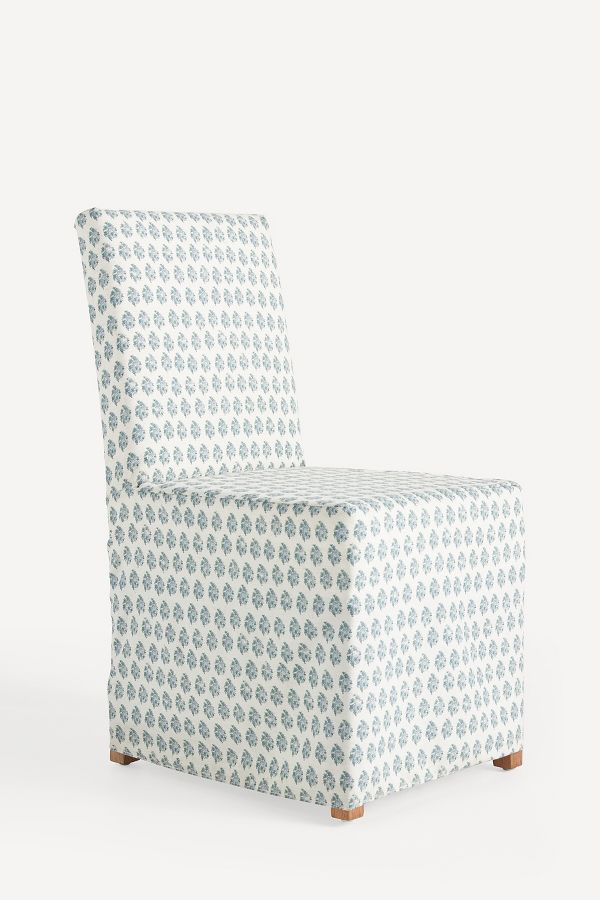 Slide View: 3: Savannah Block-Print Linen Slipcover Dining Chair