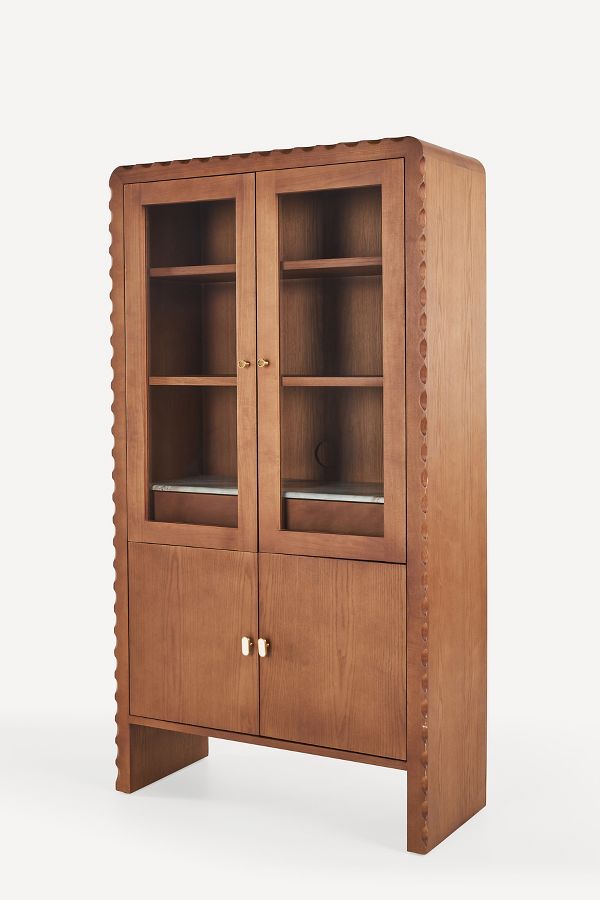 Slide View: 4: Brentley Marble-Top Ash Wood Hutch