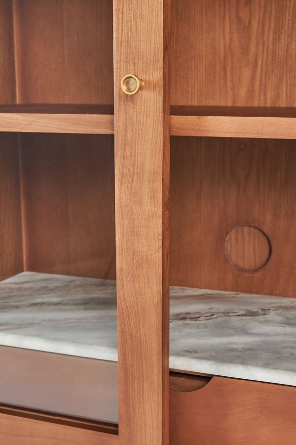 Slide View: 5: Brentley Marble-Top Ash Wood Hutch