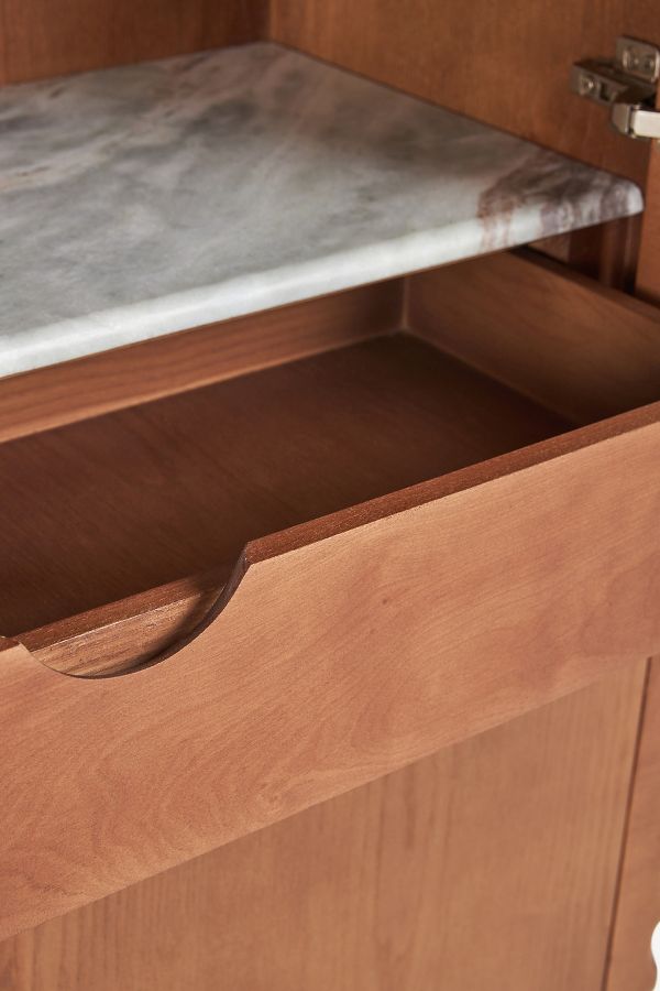 Slide View: 6: Brentley Marble-Top Ash Wood Hutch