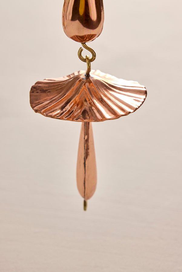 Slide View: 2: Mushroom Copper + Brass Rain Chain