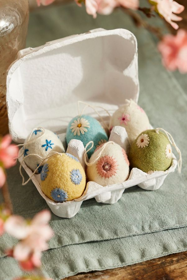 Slide View: 2: Felt Easter Egg Ornament Carton