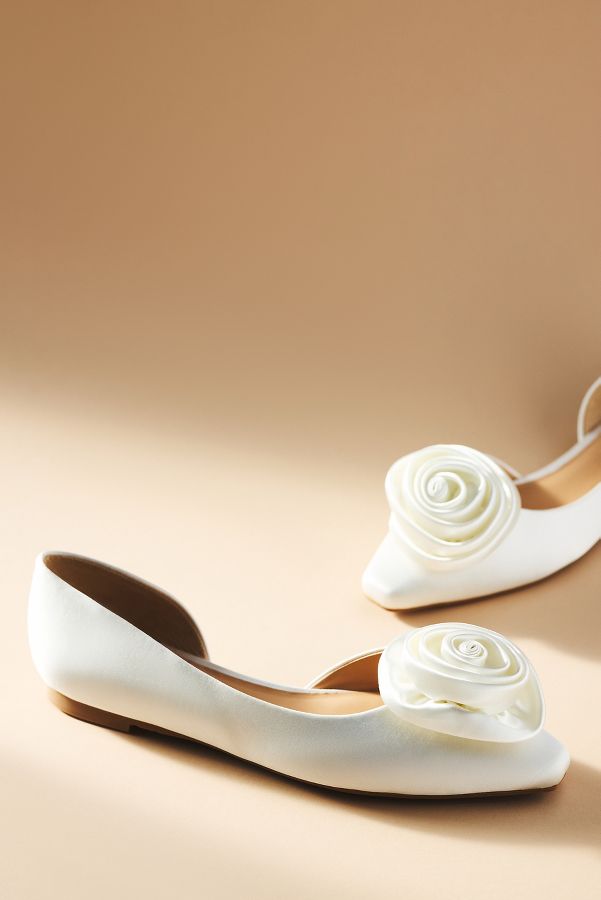 Slide View: 2: Badgley Mischka Jana Satin D'Orsay Rosette Flats