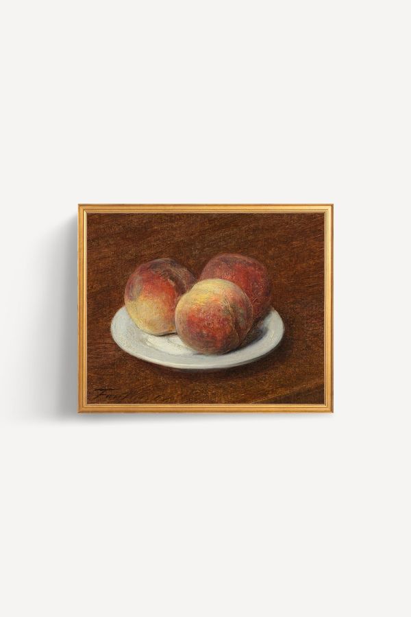 Slide View: 1: Three Peaches on a Plate Wall Art