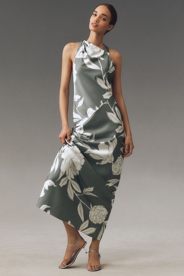 Slide View: 1: Significant Other Annabel Asymmetrical Satin Maxi Dress