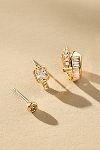 Thumbnail View 2: Refined Crystal Post & Huggie Earrings, Set of 3