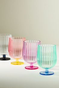 Slide View: 1: Raquel Scallop Acrylic Goblet Wine Glasses, Set of 4