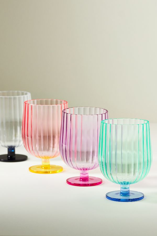 Slide View: 1: Raquel Scallop Acrylic Goblet Wine Glasses, Set of 4