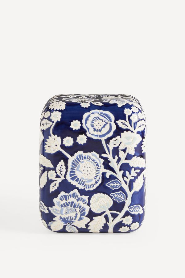 Slide View: 1:  Freya Block-Print Ceramic Side Table