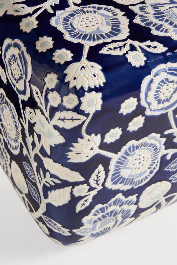 Slide View: 2:  Freya Block-Print Ceramic Side Table