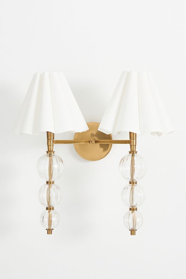 Slide View: 1: Giulia Cut-Glass Shaded Double Sconce