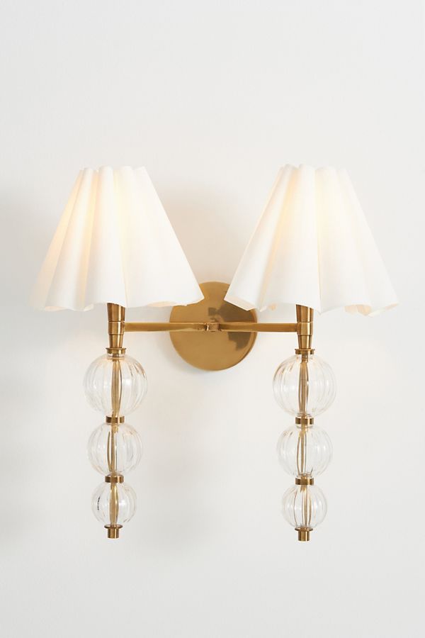 Slide View: 2: Giulia Cut-Glass Shaded Double Sconce