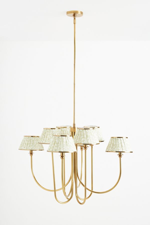 Slide View: 1: Lee Shaded Brass Chandelier