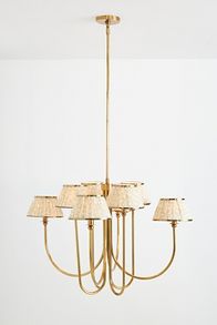 Slide View: 2: Lee Shaded Brass Chandelier