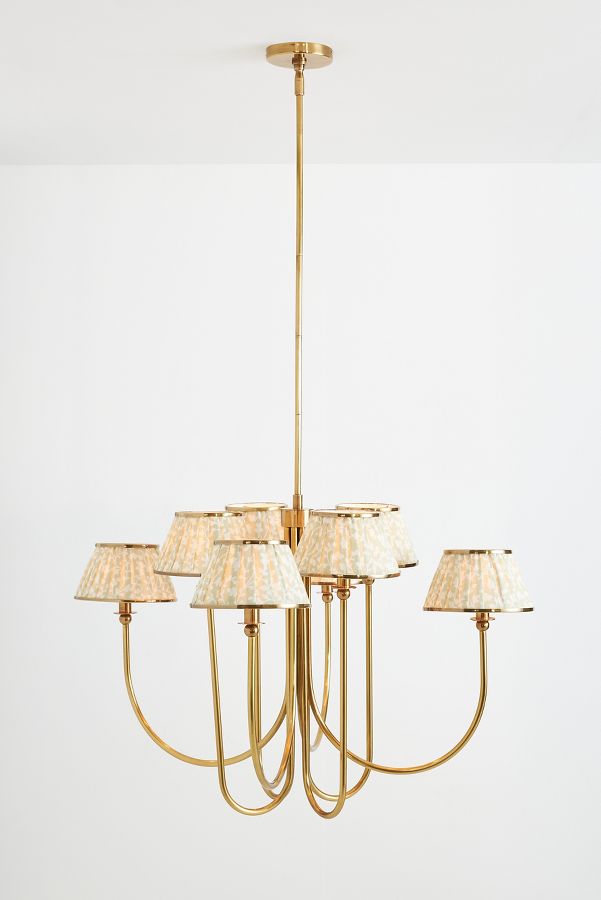 Slide View: 2: Lee Shaded Brass Chandelier