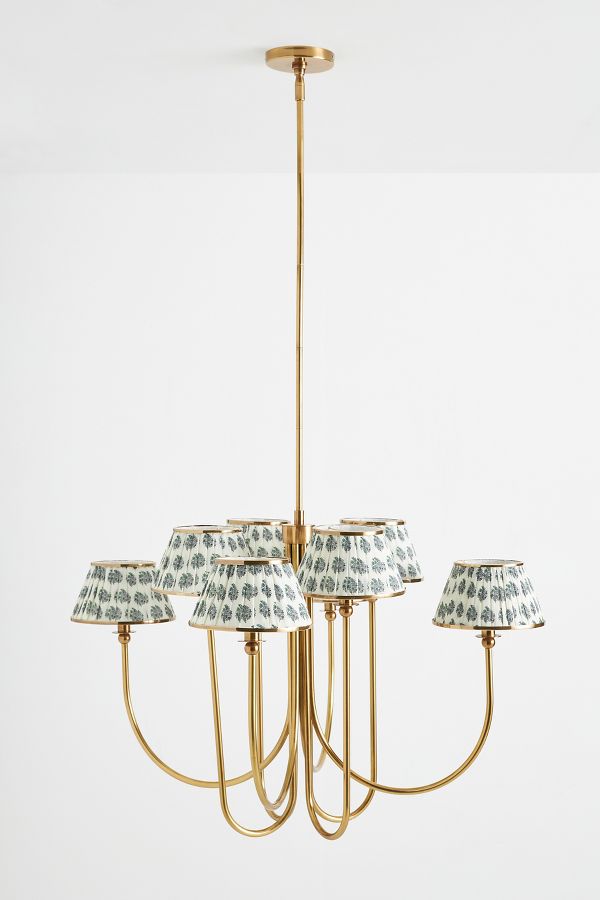 Slide View: 1: Lee Shaded Brass Chandelier