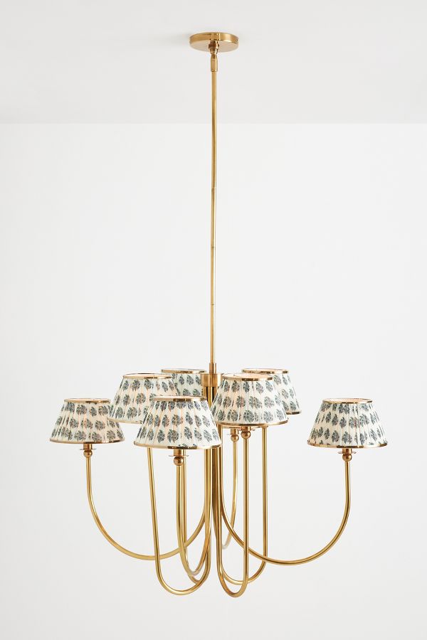 Slide View: 2: Lee Shaded Brass Chandelier