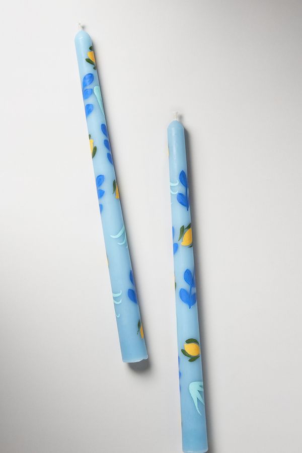 Slide View: 2: Dimitria Handpainted Taper Candles, Set of 2