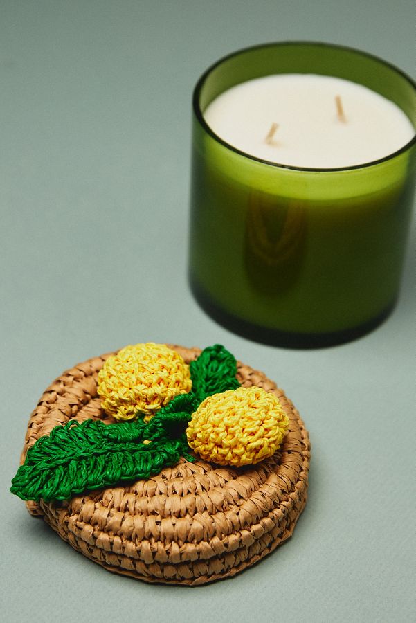 Slide View: 3: Fruta Floral Lemon Blossom Handwoven Lid Glass Candle