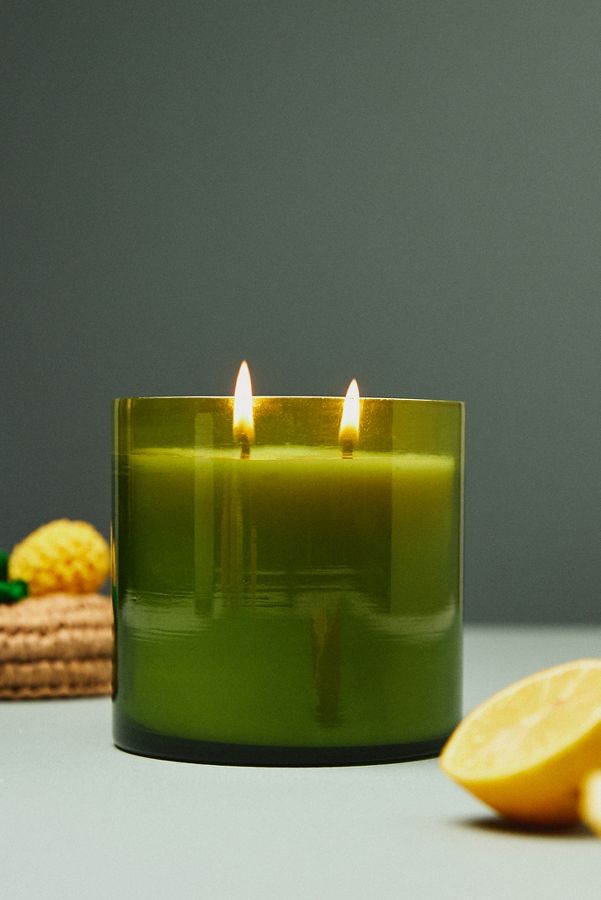 Slide View: 1: Fruta Floral Lemon Blossom Handwoven Lid Glass Candle