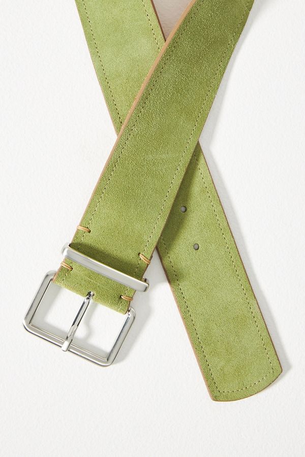 Slide View: 2: Square-Buckle Suede Belt