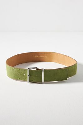 Square-Buckle Suede Belt