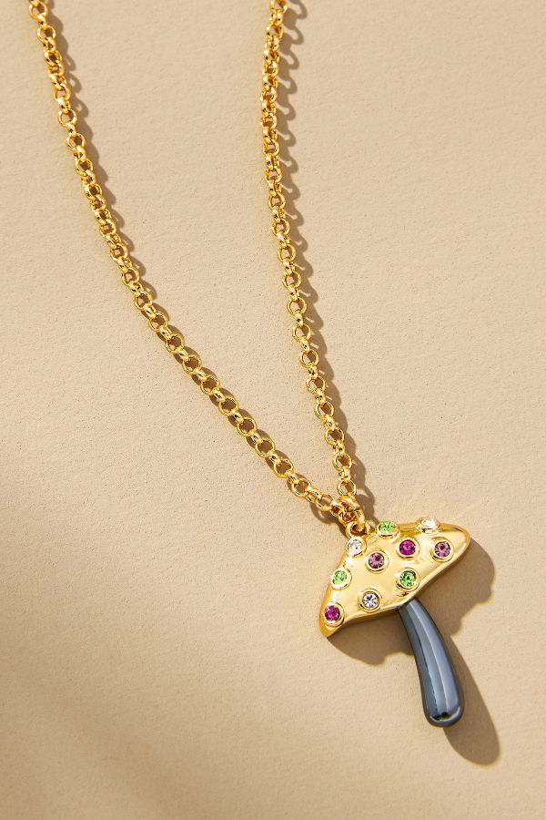 Slide View: 2: Lele Sadoughi Jeweled Meadow Mushroom Pendant Necklace